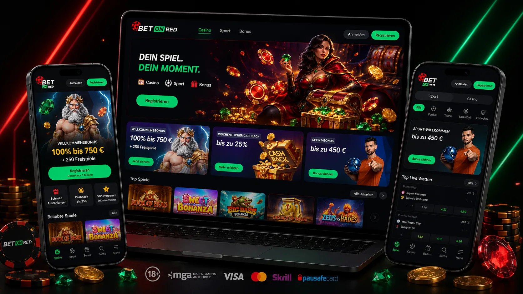 BetOnRed Casino Plattform auf Desktop und mobilen Geräten